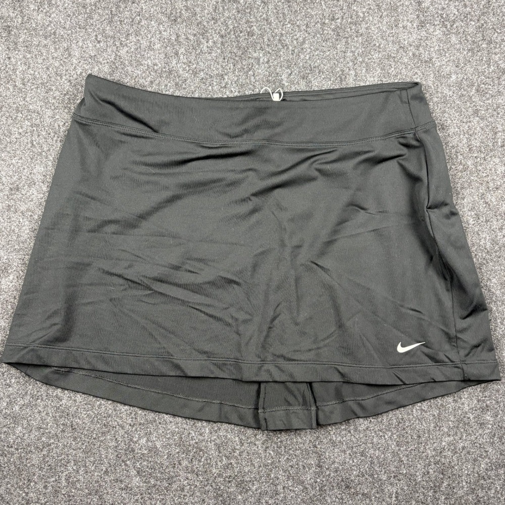 Nike Golf Dri-FIT Skort Womens Large Black Athletic Tennis Skirt Zipper Pocket